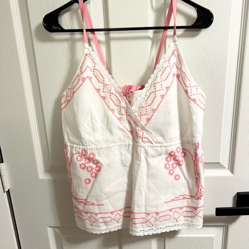 Anthropologie Hope For Flowers by Tracy Reese linen embroidered tank size L - Picture 6 of 6